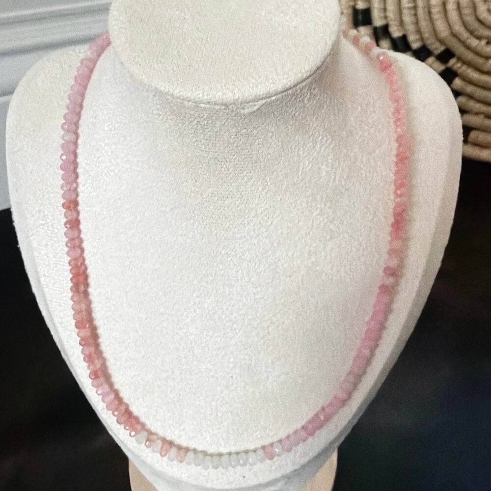 Second Bloom Studio Pink White Ombre Agate Necklace 17" + Extender Artisan